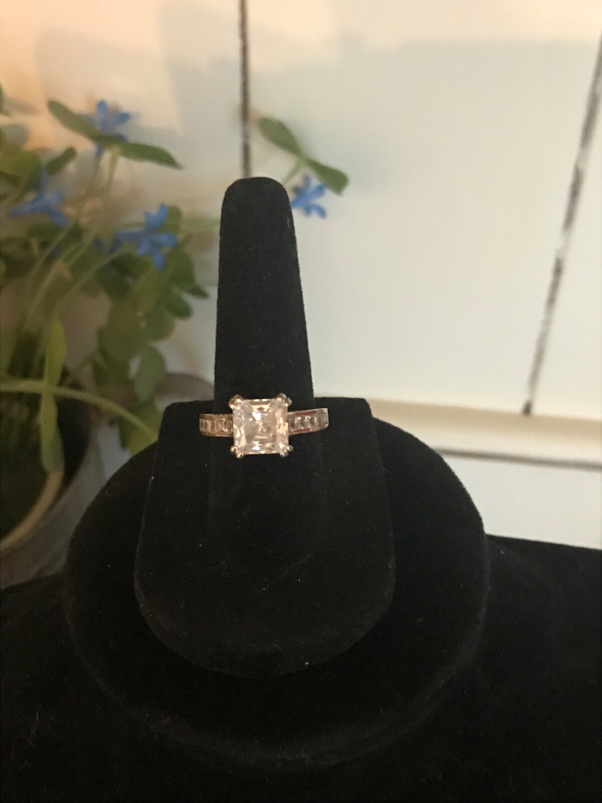 Diamonique CZ Asscher Cut DESIGNER SW 14K WHITE GOLD 3CT RING – Size 6