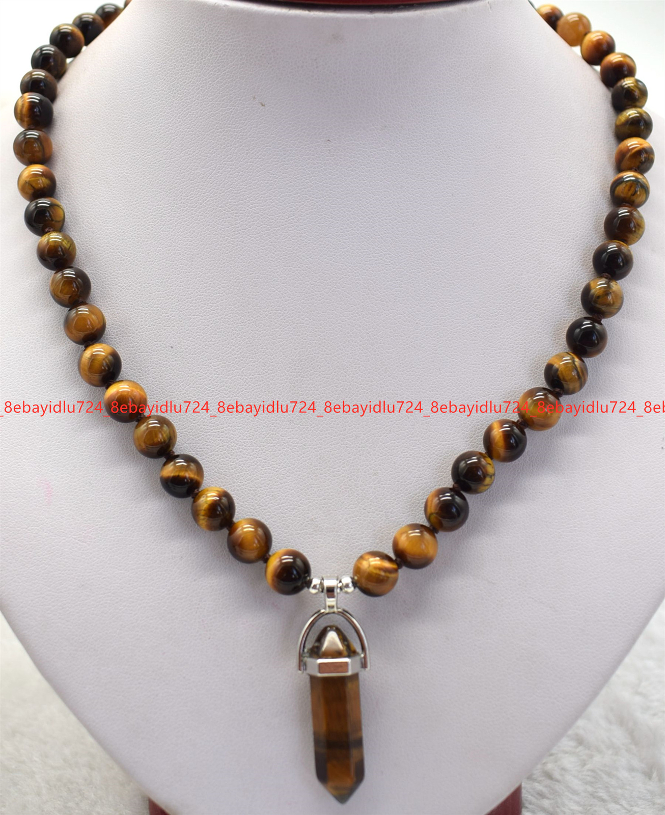 8/10/12mm Natural Yellow Tiger’s Eye Round Gems Beads Pendant Necklace 16-36″