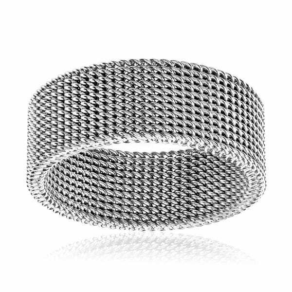 316L Stainless Steel Ring Flexible Silver Mesh