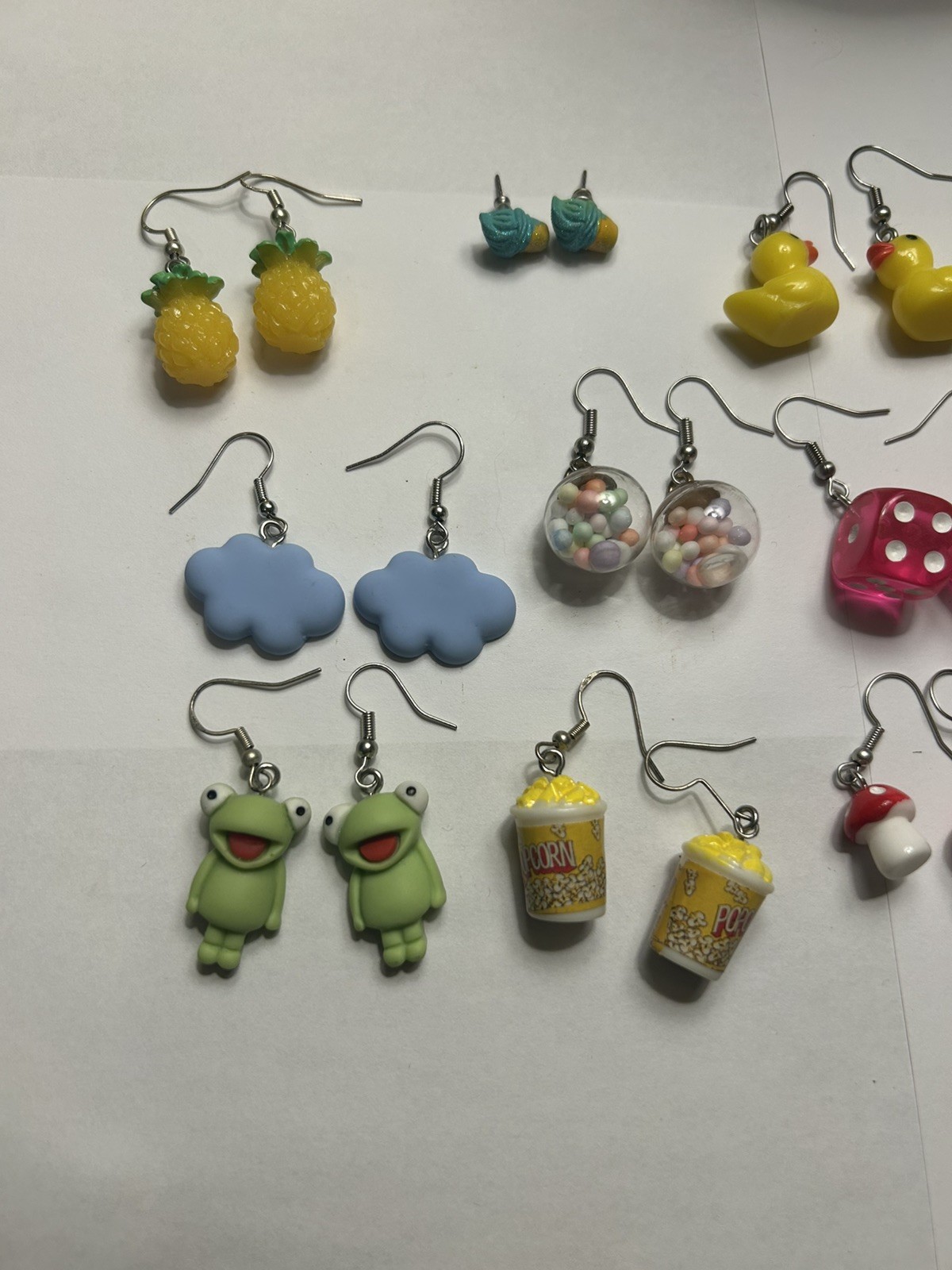 lot of 11 Novelty earrings sets + 8 extras. Some sterling silver