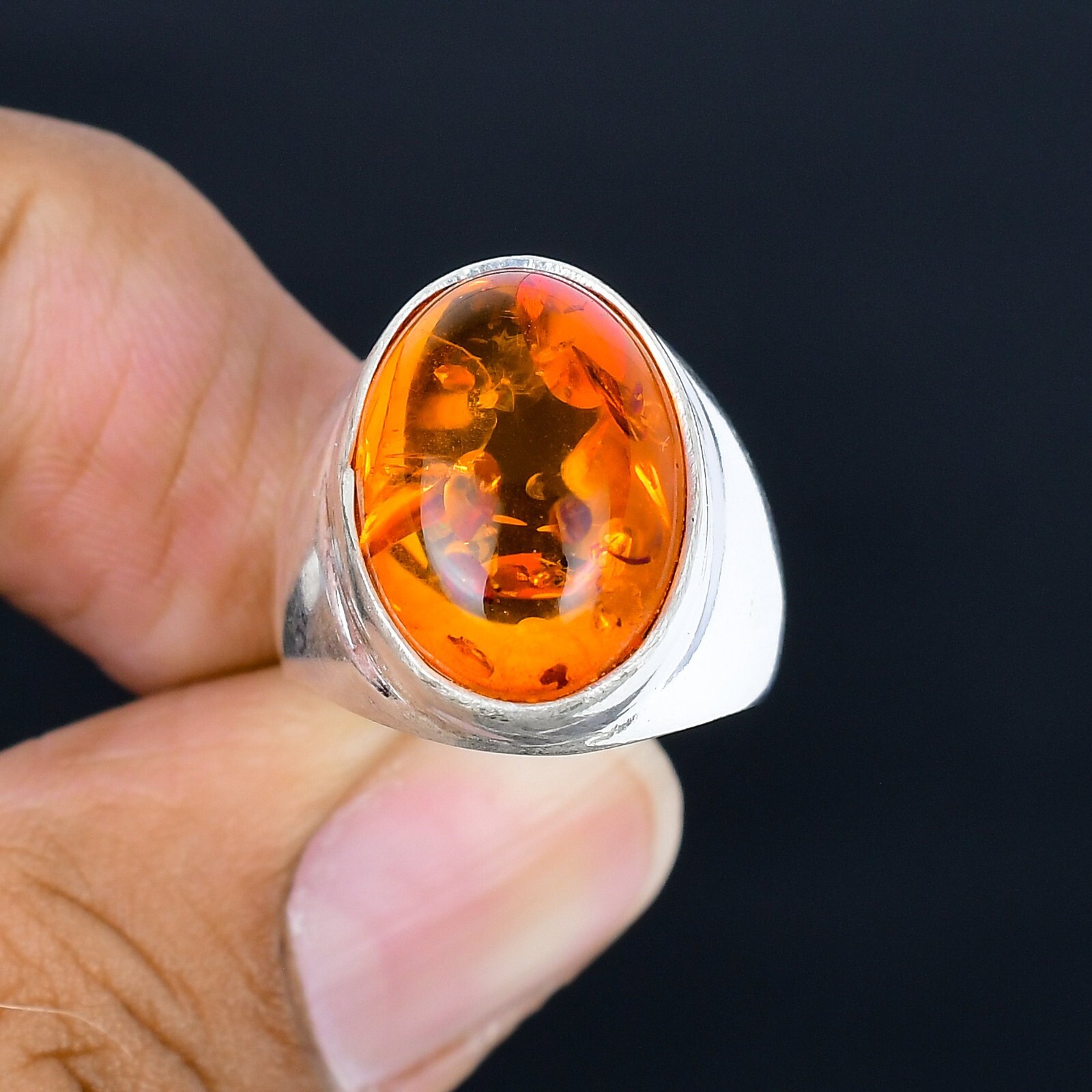 Baltic Amber Gemstone Handmade Man’s Ring Jewelry Gift For Her LG-1129
