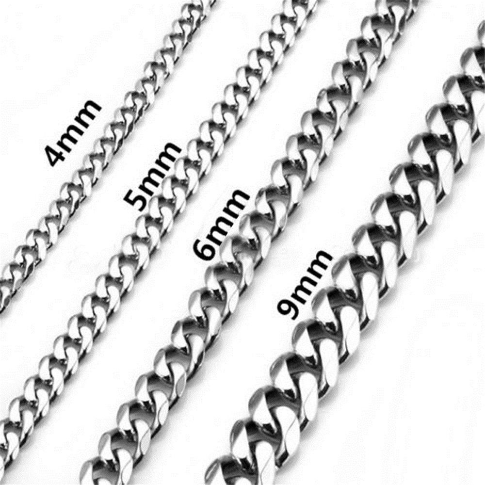 18″ – 30″ Stainless Steel Necklace Figaro Snake Hexagon Curb Cuban Link Chain
