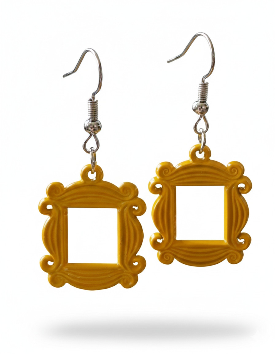 Yellow Friends Picture Frame Drop Earrings Friends TV Show F.R.I.E.N.D.S. UK