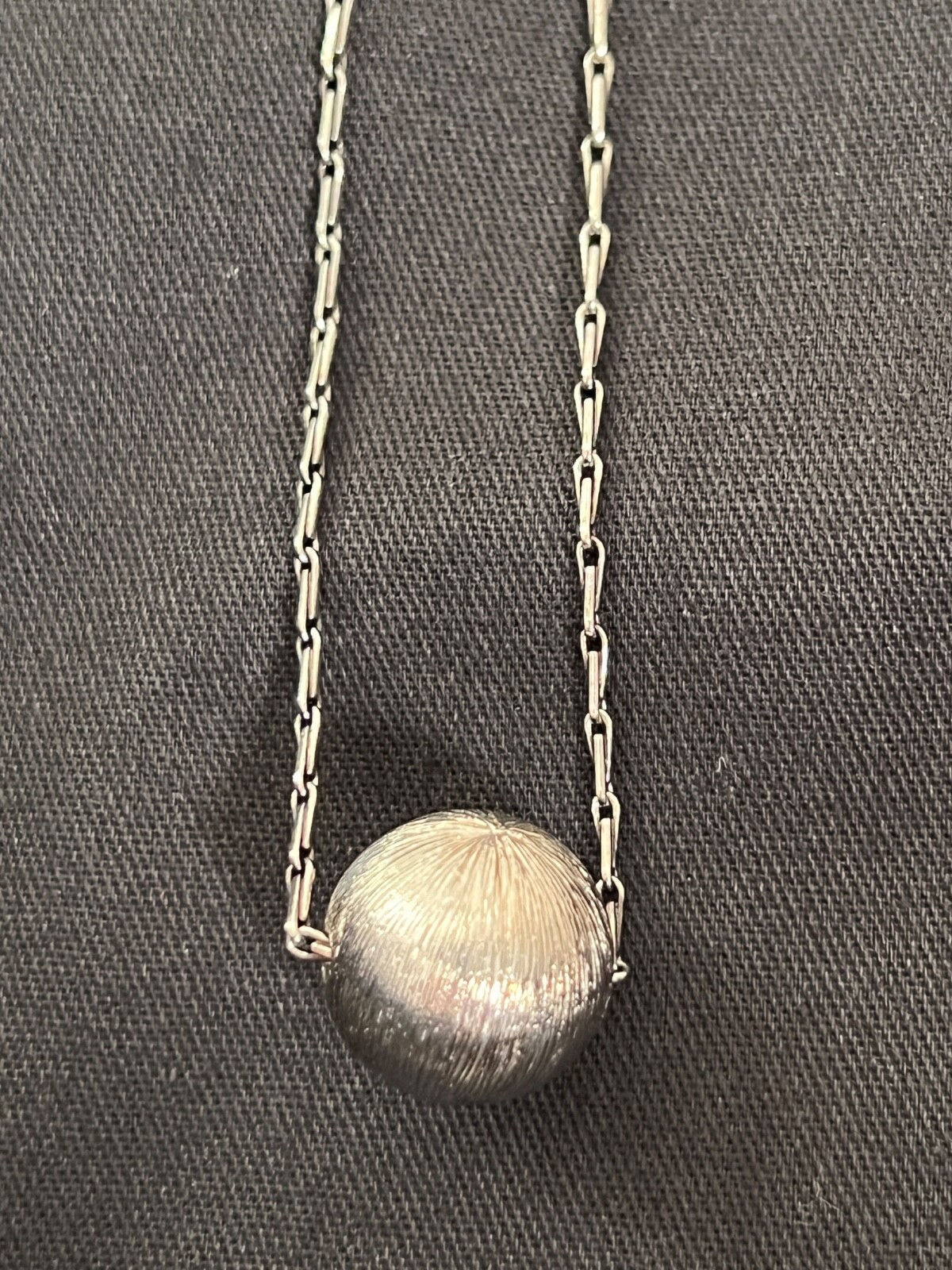 NIB Saint Laurent YSL Spherical Ball Pendant Silver Brass Chain Necklace $695