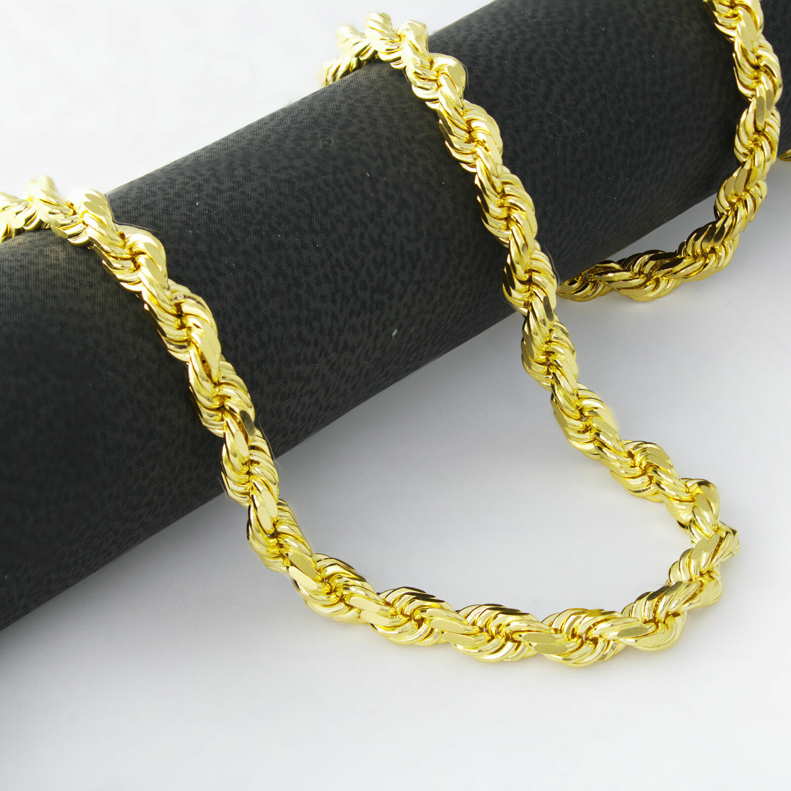 HEAVY 6MM THICK GOLD FILLED 18K Italy solid Rope necklace 24″ chain men women