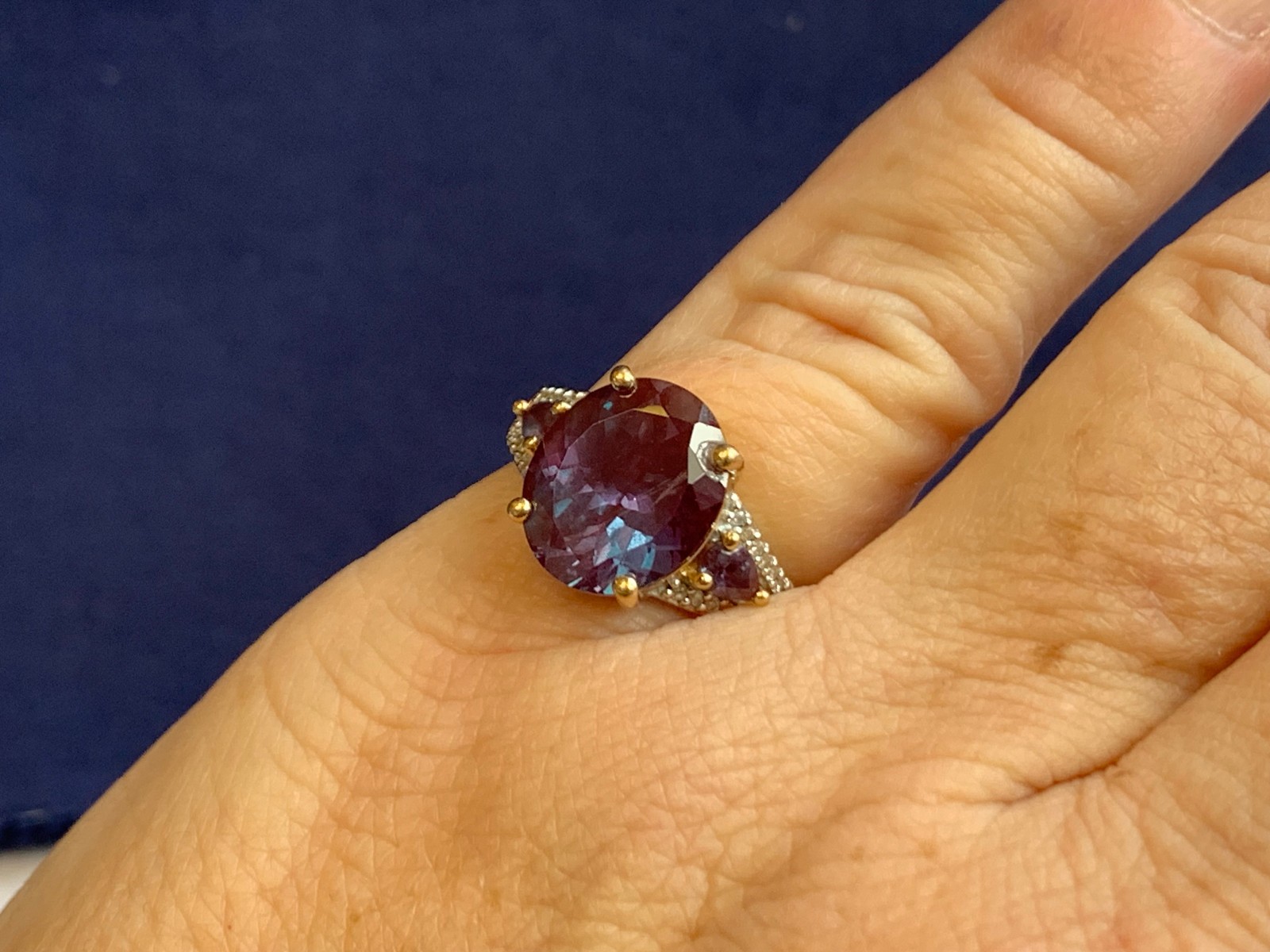 10K Yellow Gold Ring 4.62g Jewelry Size 7 Band Alexandrite Look Stone *READ*