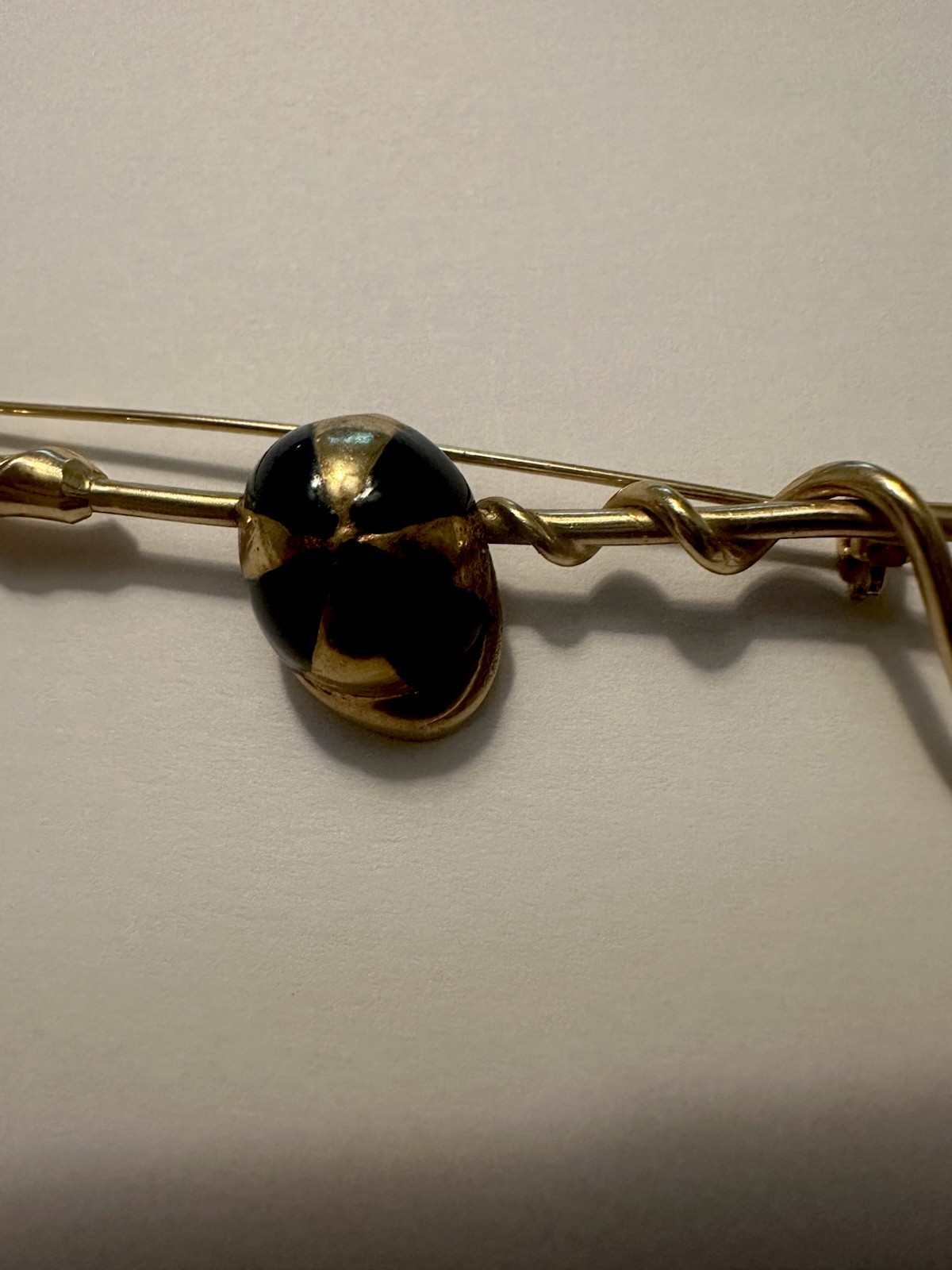 Vintage sports loop horse whip brooch gold tone signed Cascio