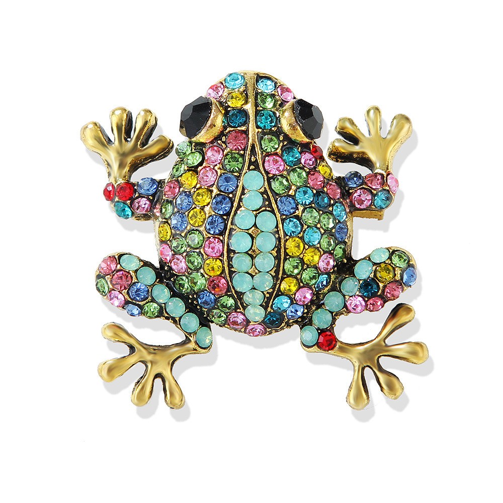 2 Pcs Vintage-style Frog Brooches, Sparkling Rhinestone-zinc Alloy Animal Pins.