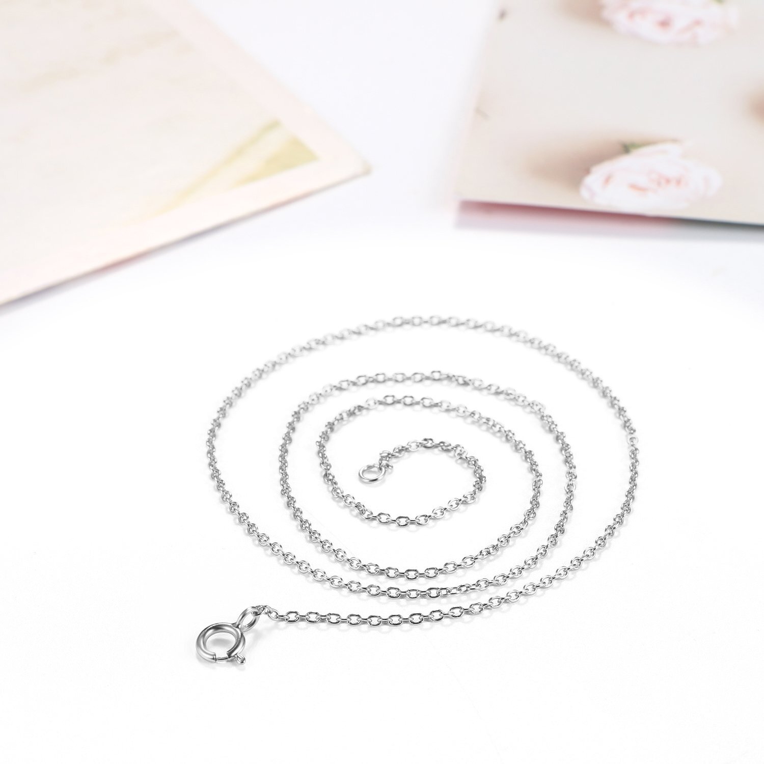 925 Silver Plated 1.2 mm O-shaped Necklace Link Men Women Jewelry Box Chain DIY