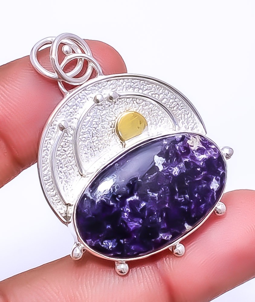 Lepidolite – San Diego 925 Sterling Silver Pendant 1.72″ P42, Christmas Gift