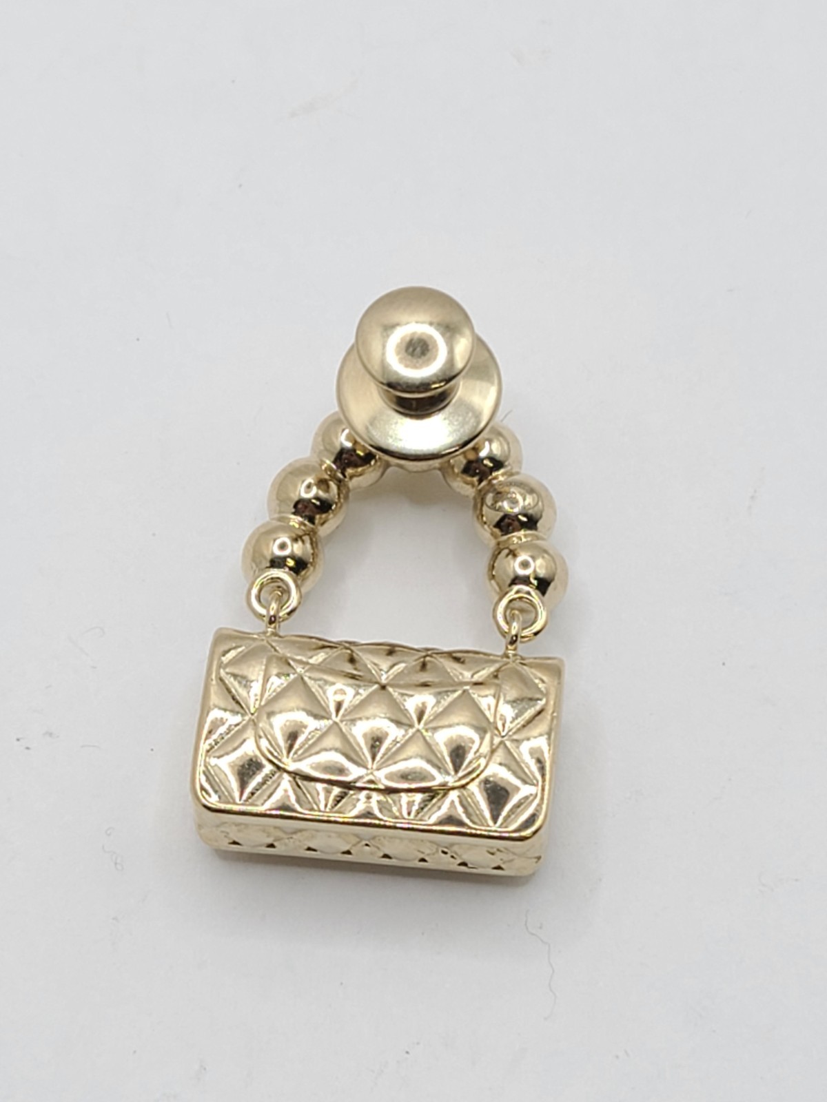 CHANEL Brooch Pin Badge CC Matelasse Bag Motif Faux Pearl