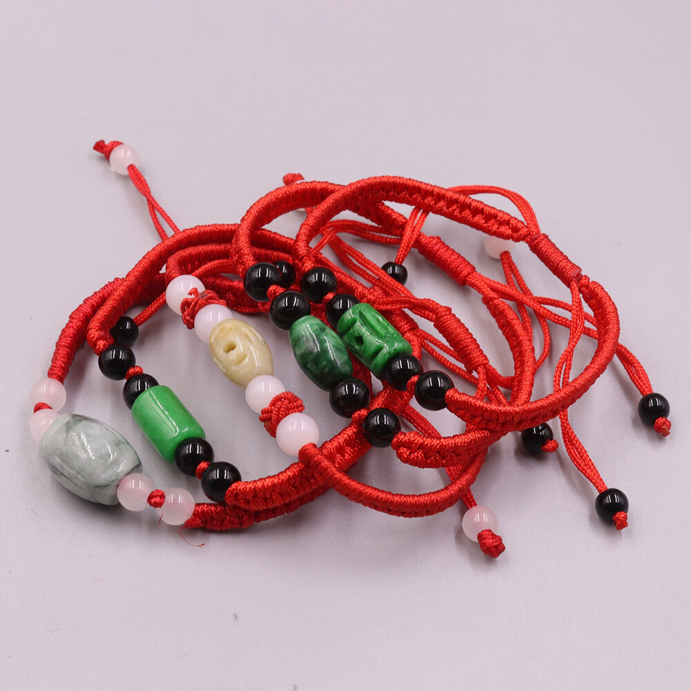 5pcs Real Grade A Natural Jade Women Gift Lucky Long Tube Beads Bracelet