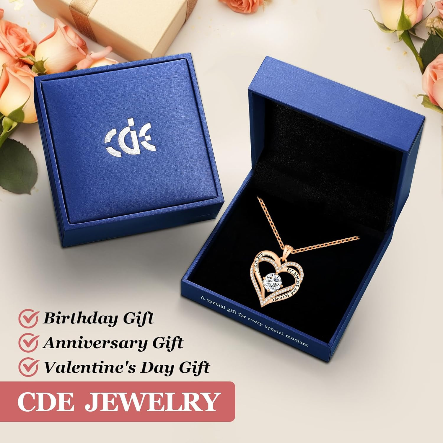 Forever Love Heart Necklaces for Women, Wedding Anniversary, Valentine’S，Birthda
