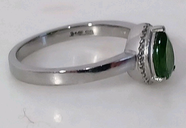 Women’s Ring Size 10 Chrome Diopside Solitaire Ring In Stainless Steel 1.00 Ctw