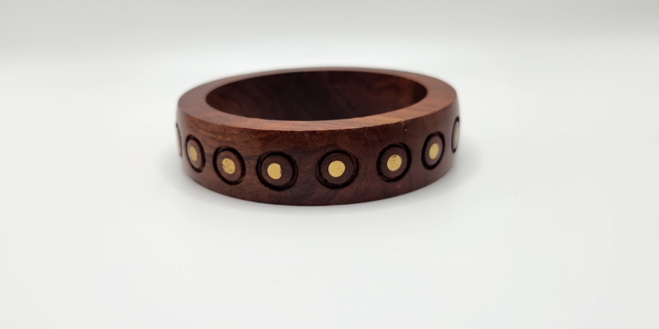 Wood and Brass Boho Style Bangle Bracelet