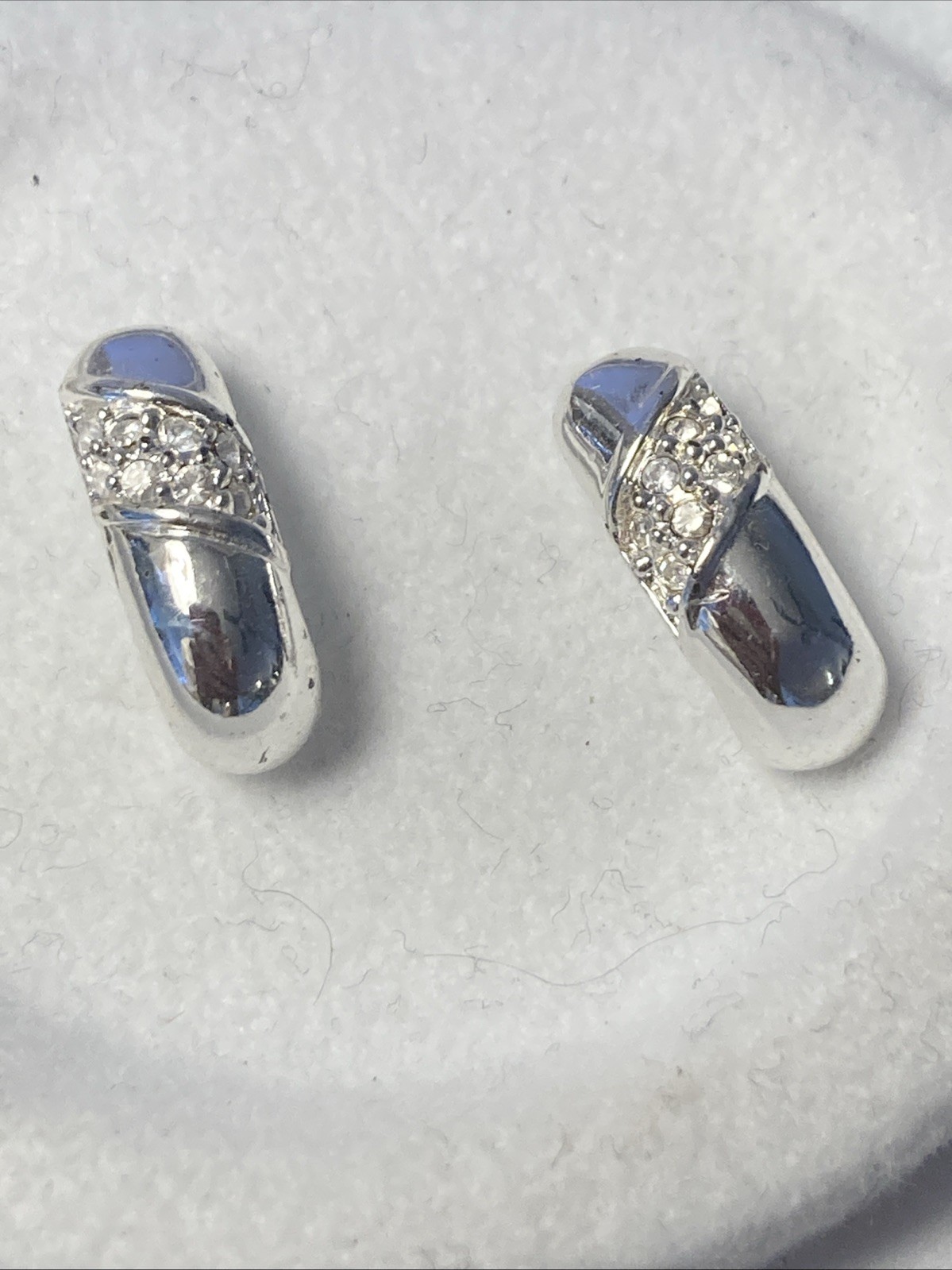 Roman Silver Tone with Pave Stones Bracelet and Post Earrings In Box Never Worn