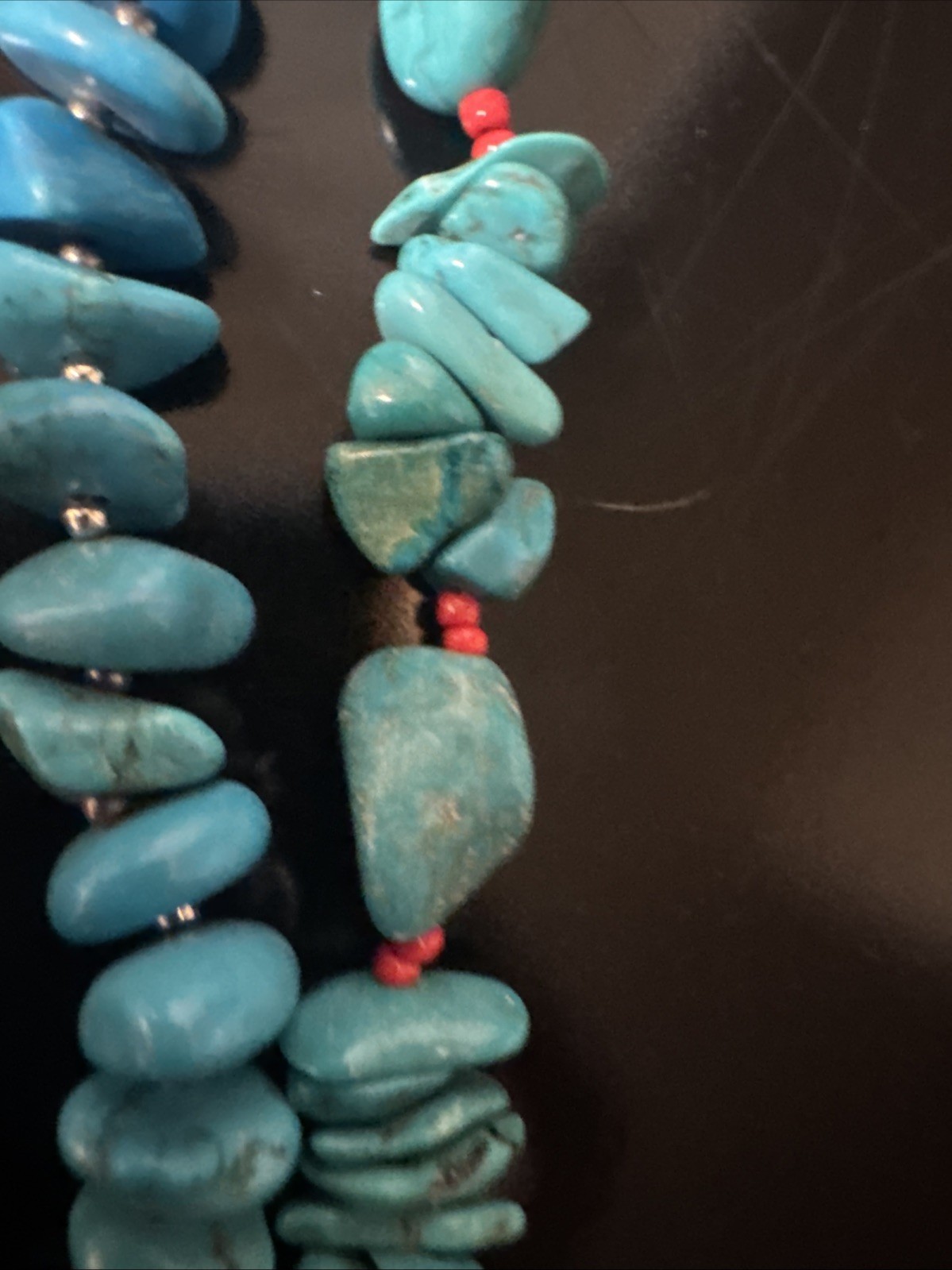 Block Turquoise Double Stained Necklace