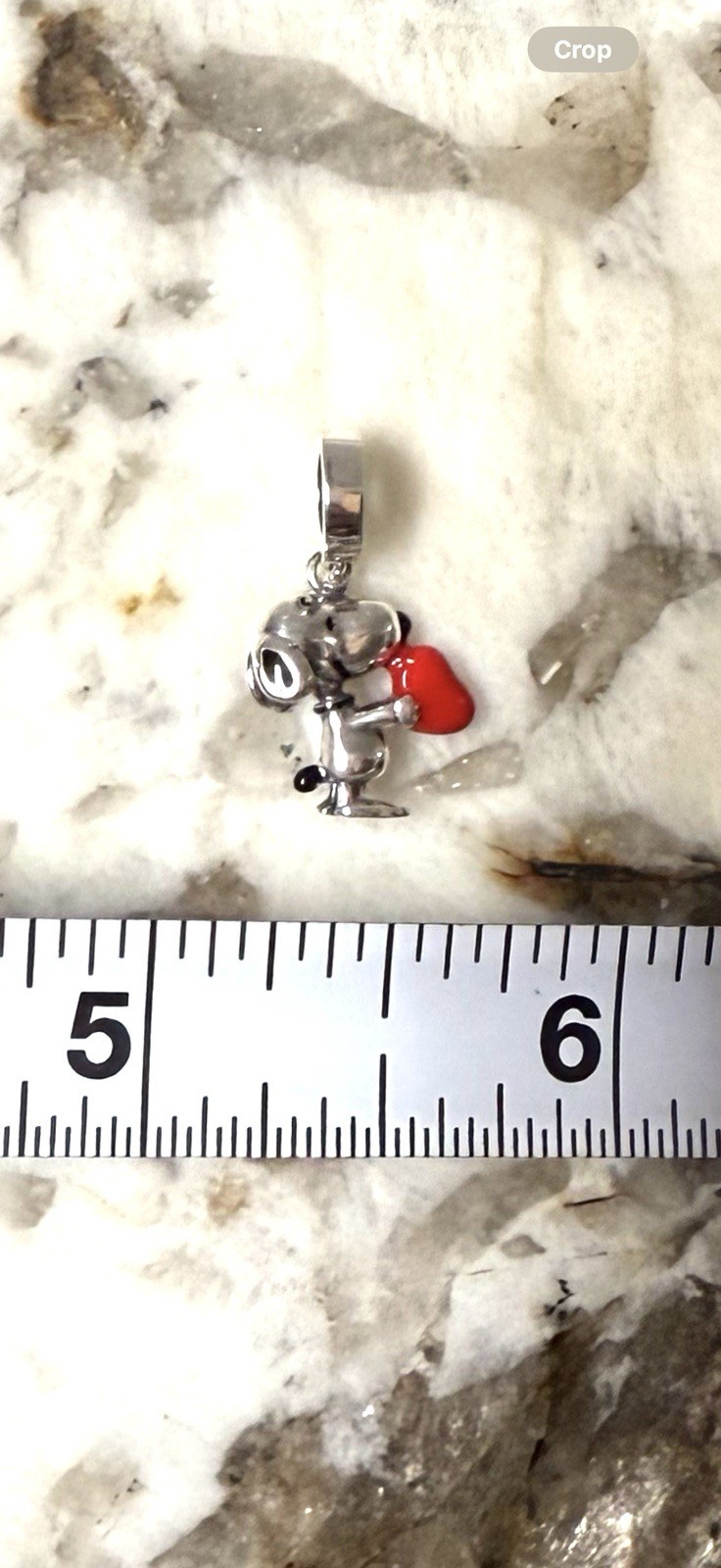 V477 S925 STERLING SILVER BE MY VALENTINE SNOOPY DANGLE CHARM