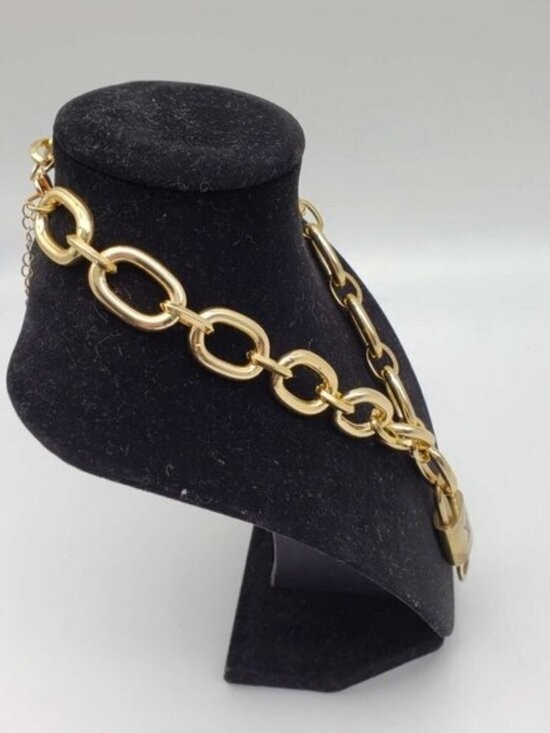 Authentic Louis Vuitton Gold Padlock with Unbranded Fashion Gold Plated Necklace