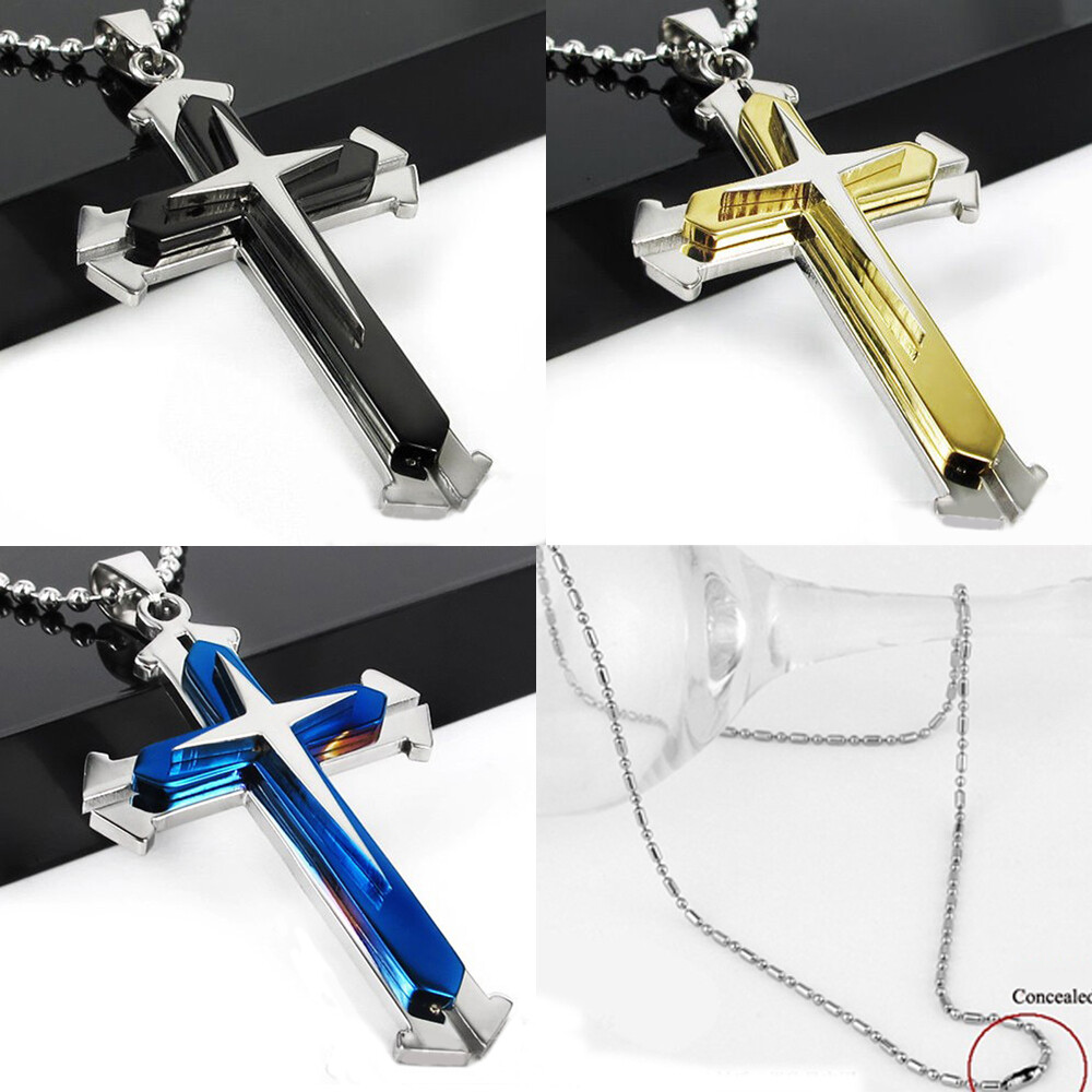 Men’s and Women’s Stainless Steel Necklaces Cross Pendant Necklaces Whit Chain