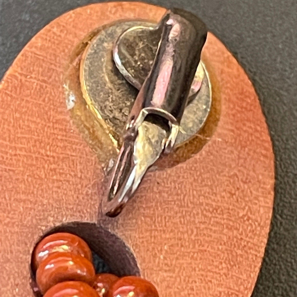 Vintage 80s 90s Artisan Wood Glass Resin Clip-On Statement Earrings