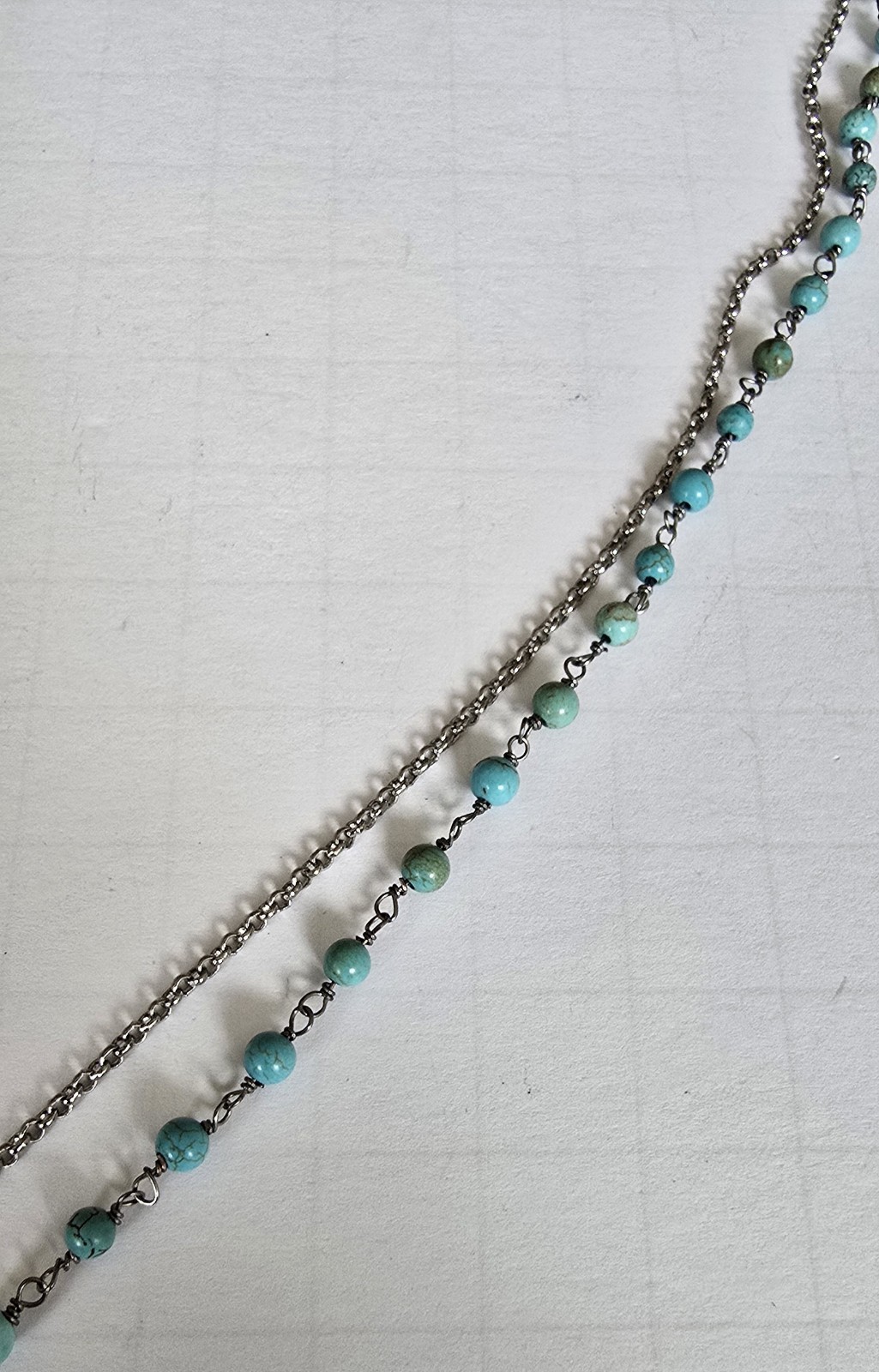 WA Heart Flower Silver Tone Charm Pendant Amulet Turquoise Long Necklace
