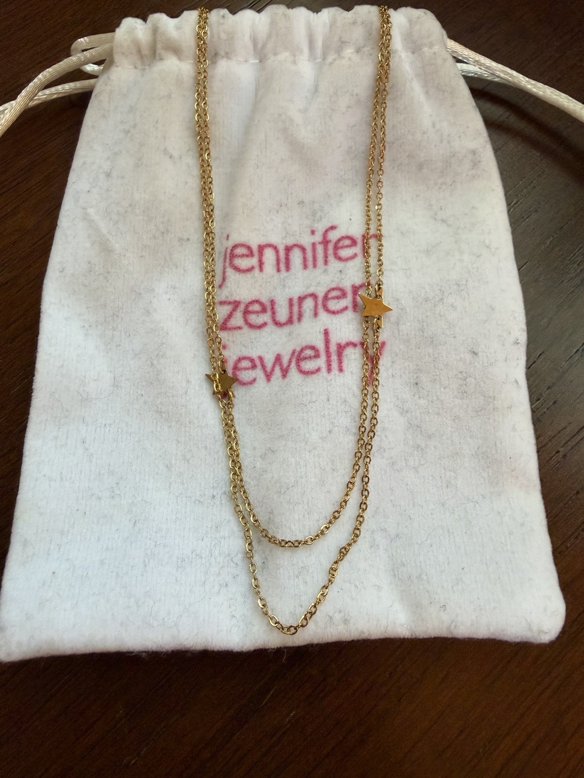 Jennifer Zeuner Jewelry Yellow Gold Plated Layered Star Necklace 19/20” chain