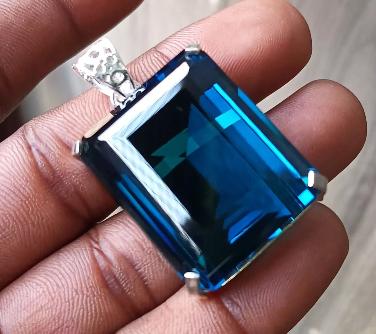 London Blue Topaz Pendant 925 Sterling Silver Pendant Gemstone Jewelry 138.20 Ct