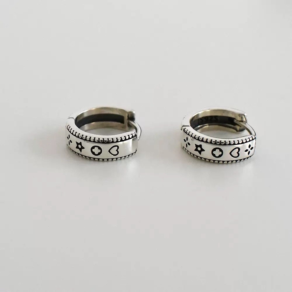 Heart Huggie Hoop Earrings 925 Silver small Heart Star Hoop Earrings 172