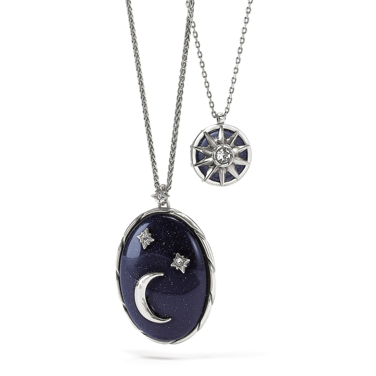NWTag Brighton HALO STARGAZER POLARIS Silver Blue Necklace Reversible MSRP $58