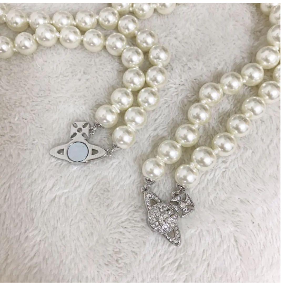 Vivienne Westwood 2-strand pearl orb choker silver Necklace No BOX