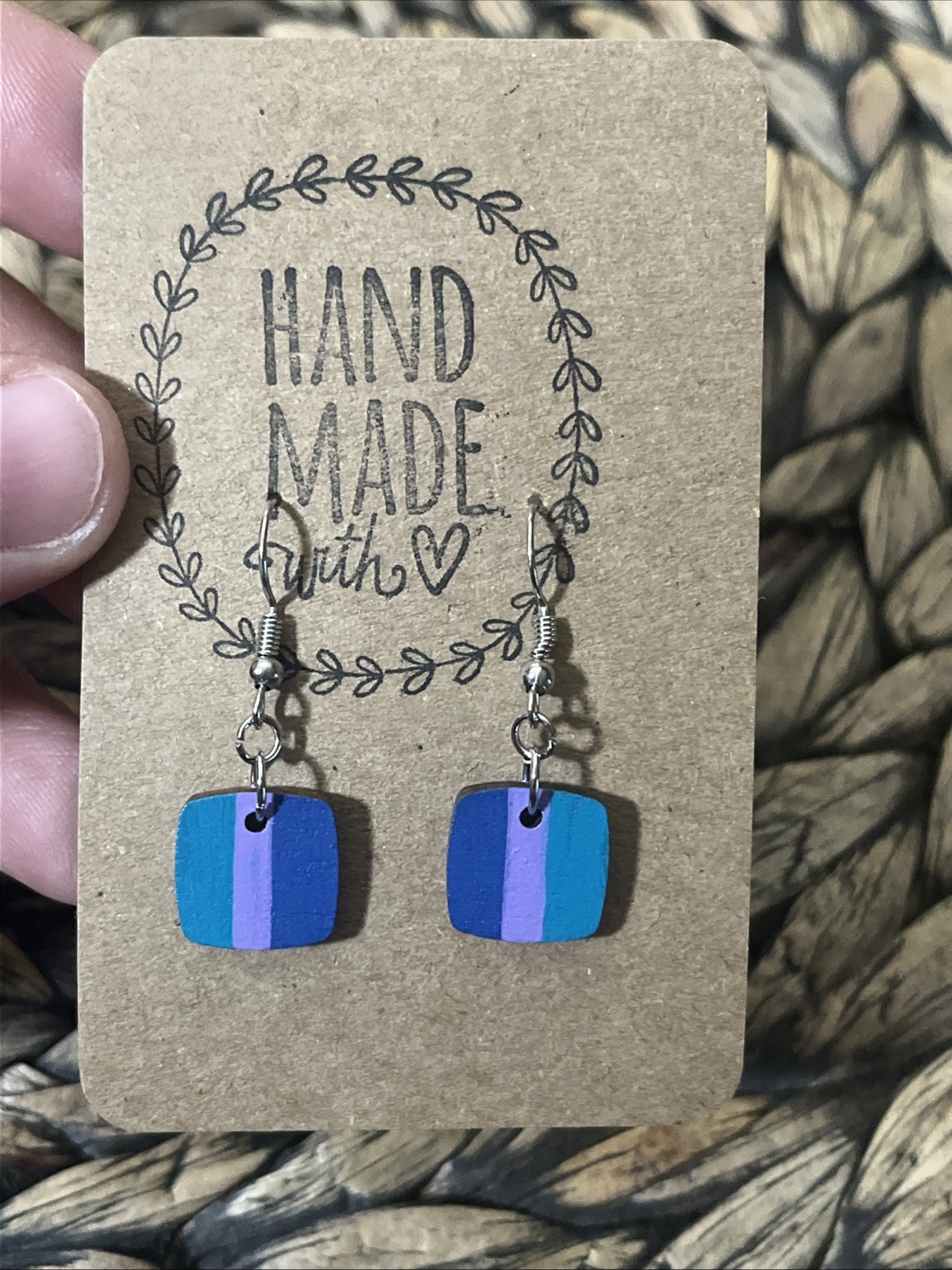 Small Earrings With Blue, Teal, And Purple