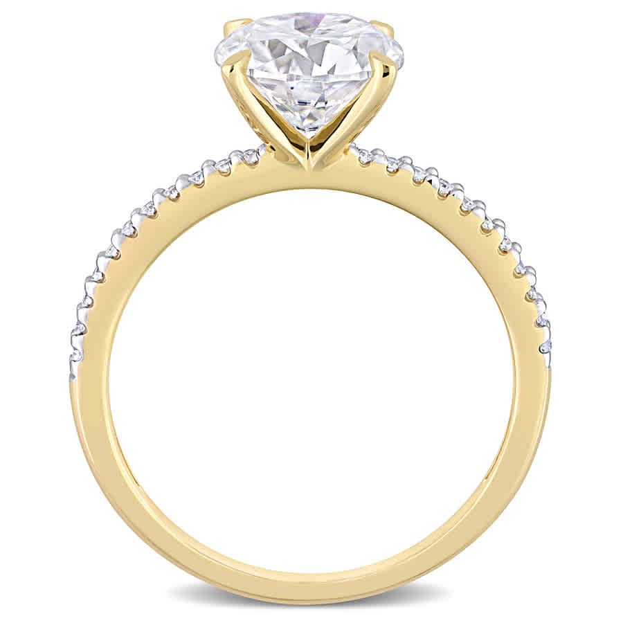 AMOUR 1 4/5 CT DEW Created Moissanite and 1/10 CT TDW Diamond Engagement Ring In
