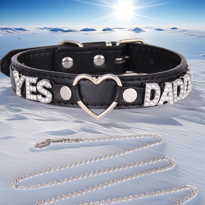 SEX WIFE Choker DIY BDSM Gift Necklace Heart Custom Collar Chain Metal Leash W4
