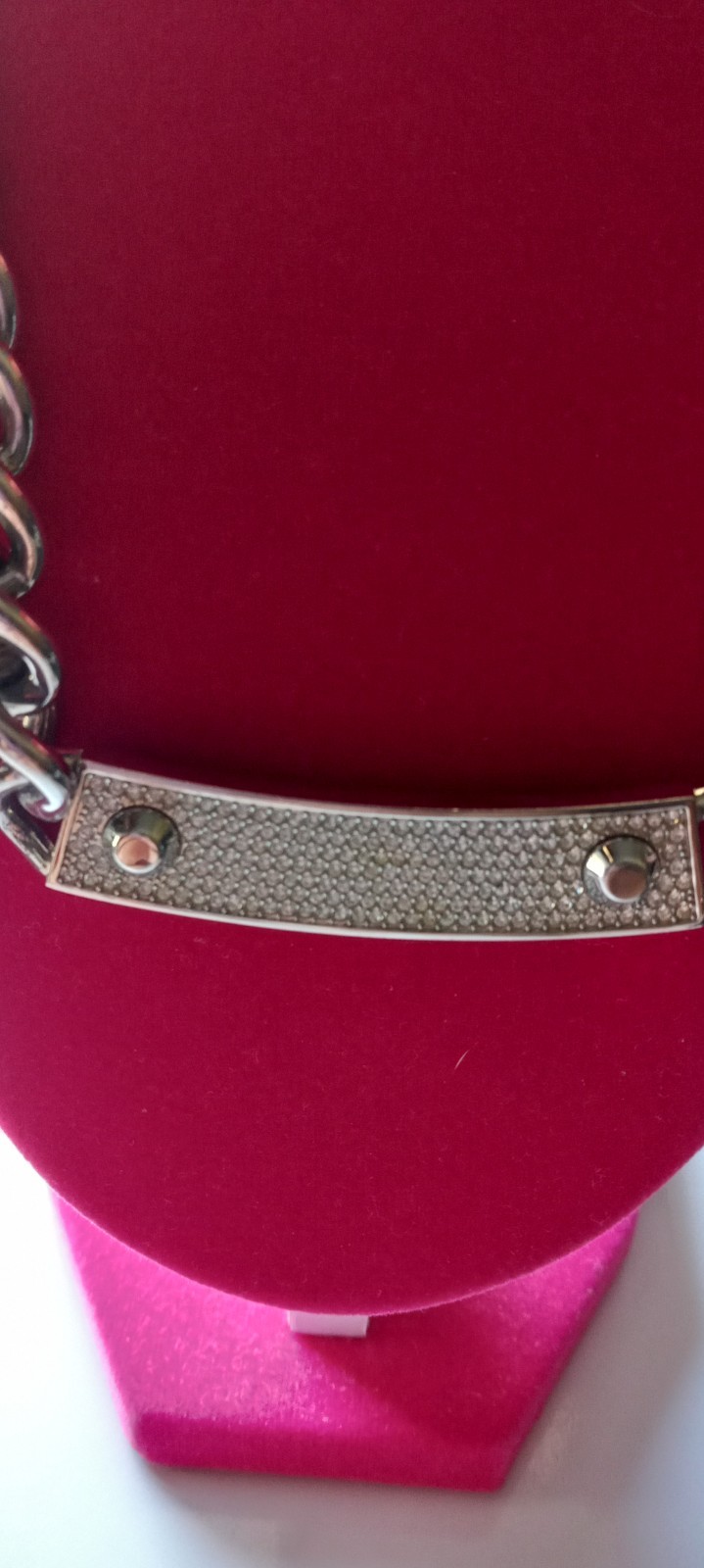 Michael Kor Silver Tone Chunky Collar Reversible Necklace 18in