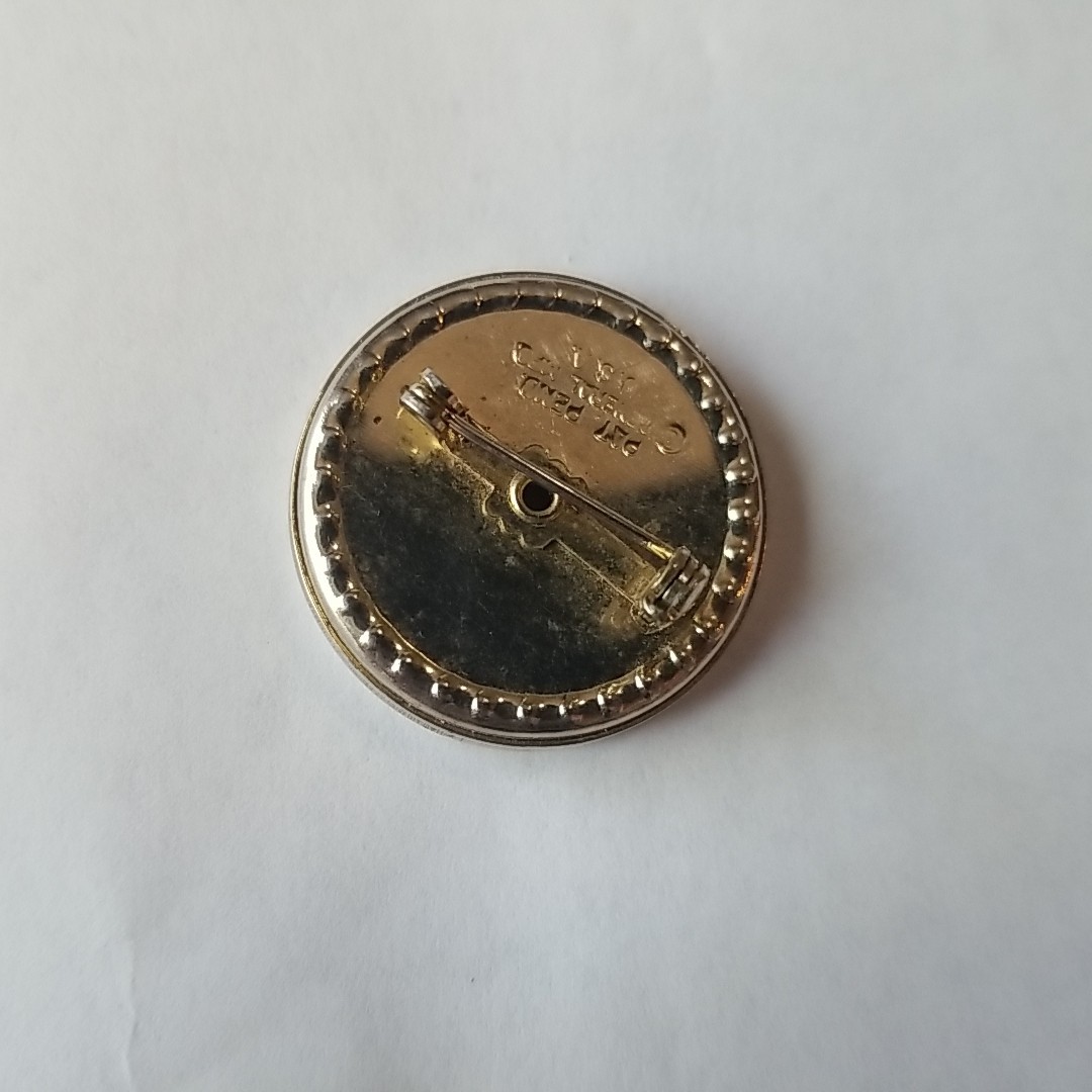 Vintage General Mfg Co USA Seamstress Magnetic Pin Holder Brooch Mother of Pearl