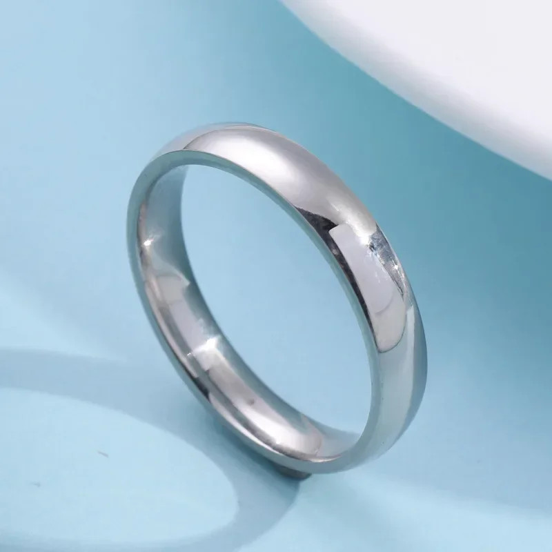 Stainless Steel Smooth Round Ring Women Classic Circular Band Adjustable Jewelry
