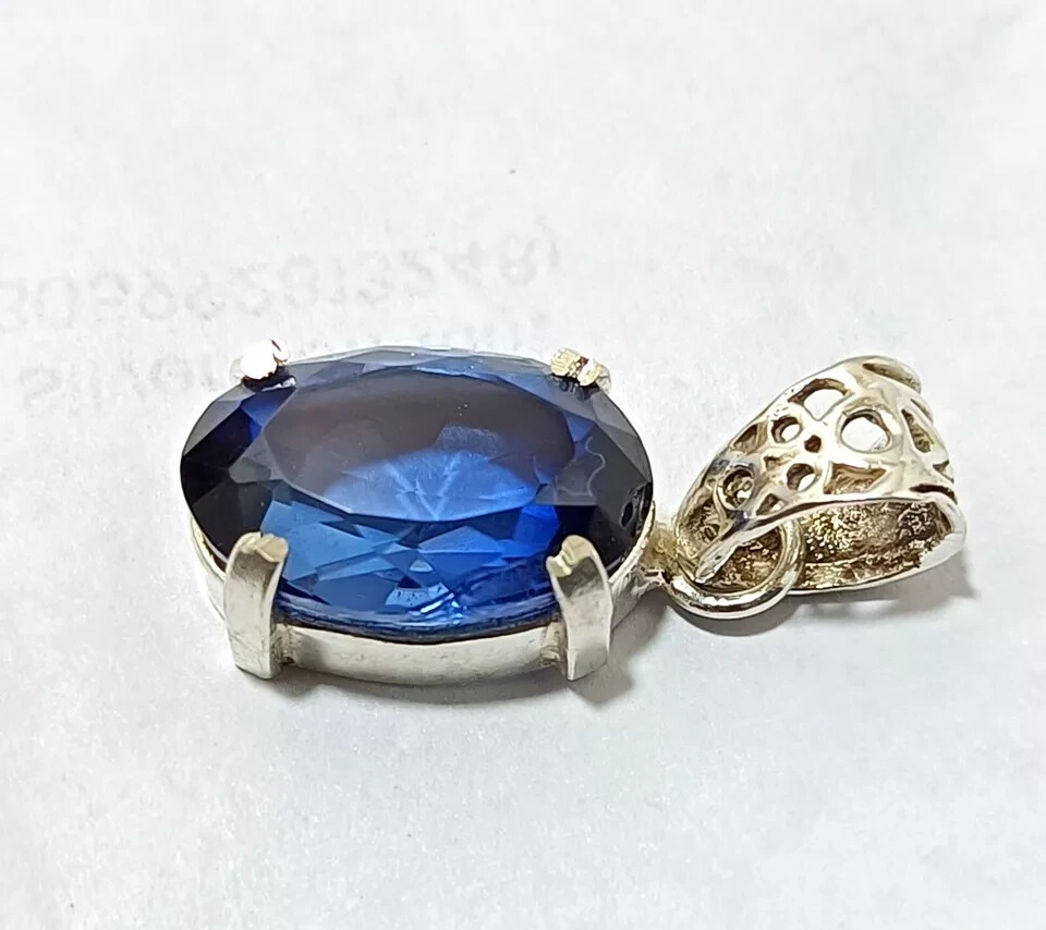 Certified 28.45 Ct Natural Blue Sapphire Oval Cut 925 Silver Pendant Gemstone