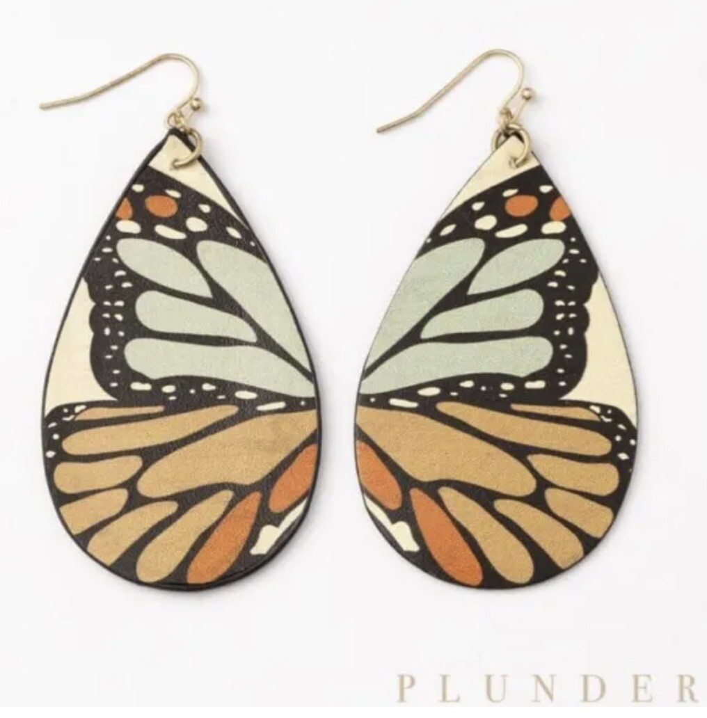 Plunder Design Trendy Fashion Jewelry Leather Butterfly Drop Dangle Earrings