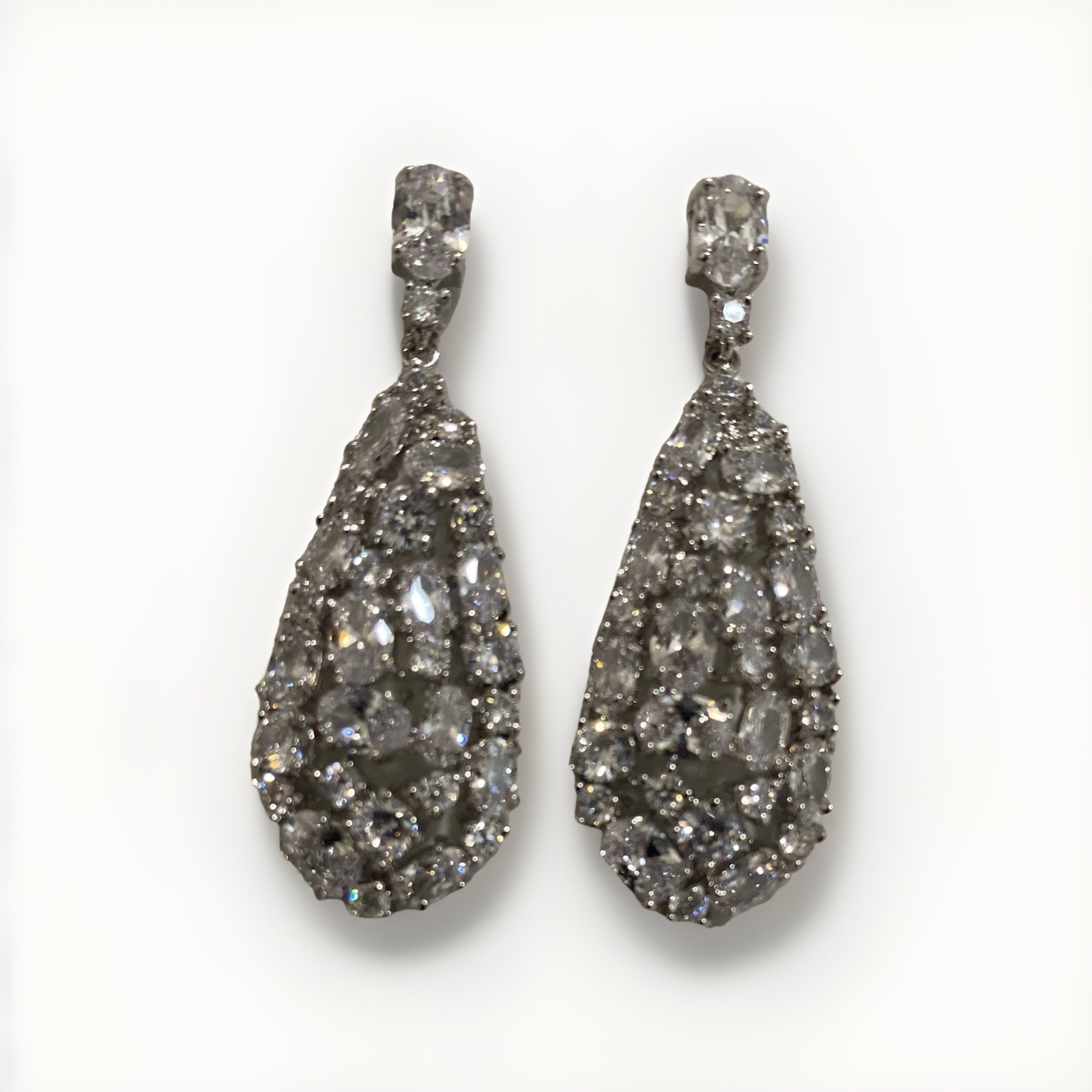 Pave Cubic Zirconia Drop Earring Dangle -wedding-minimalist-fancy-chic Jewelry