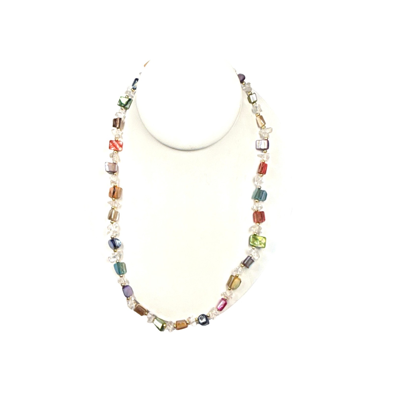 Multicolor Stone Beaded Necklace Barrel Clasp Gemstone Jewelry Bohemian