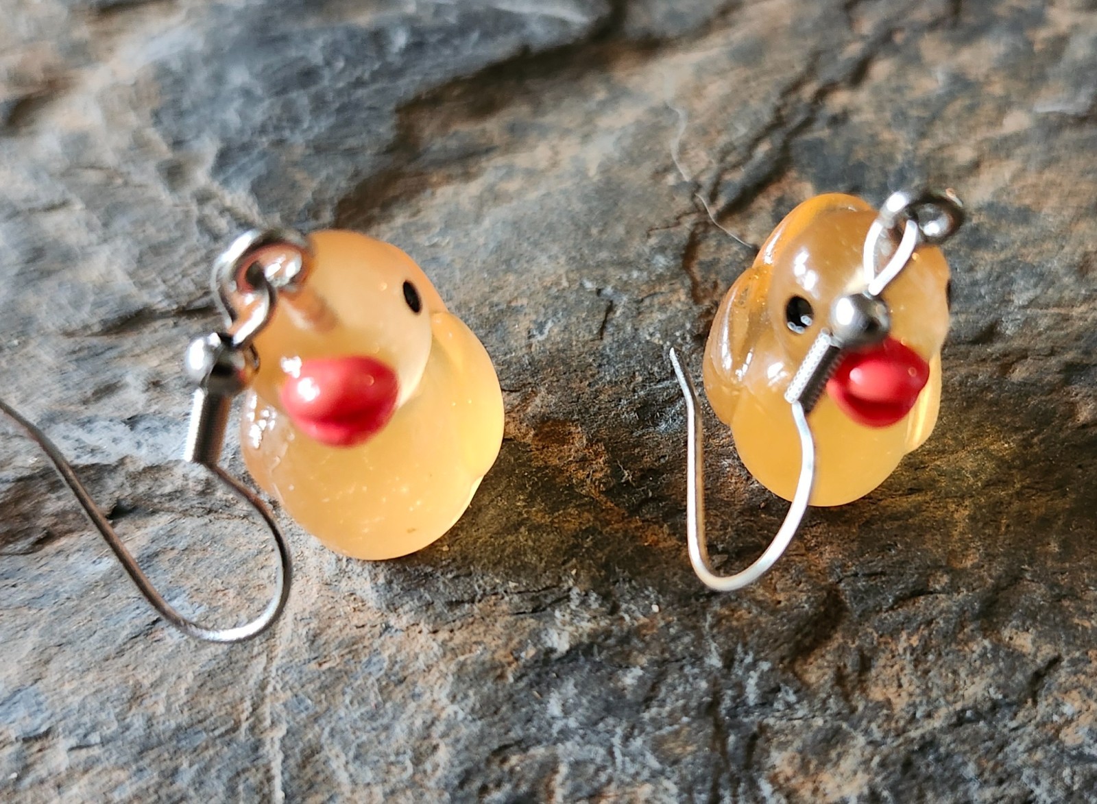 Orange Rubber Duck Earrings, Duckie Earrings, Hypo Allergenic Hooks, Handmade!