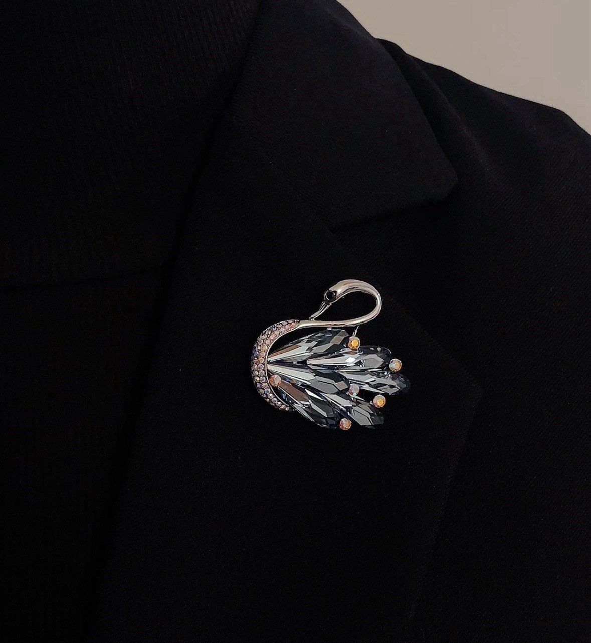 Crystal Swan Brooch