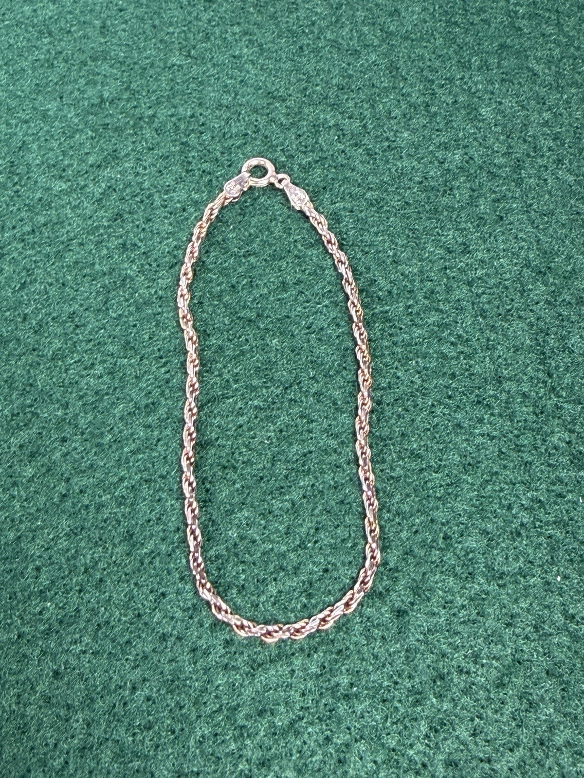 925 Italy Sterling Silver Rope Chain Bracelet 7” Twisted Link Made in Italy
