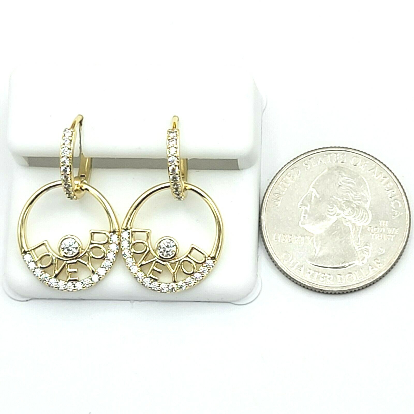 14k Yellow Gold Plated In 2Ct Round Cut Simulated Diamond Drop Clip On Earrings
