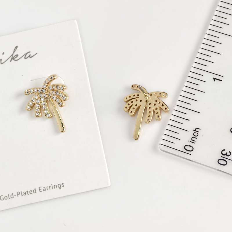 New 17mm Ettika Crystal Palm Tree Stud Earrings Cute Women/Girl Everyday Jewelry
