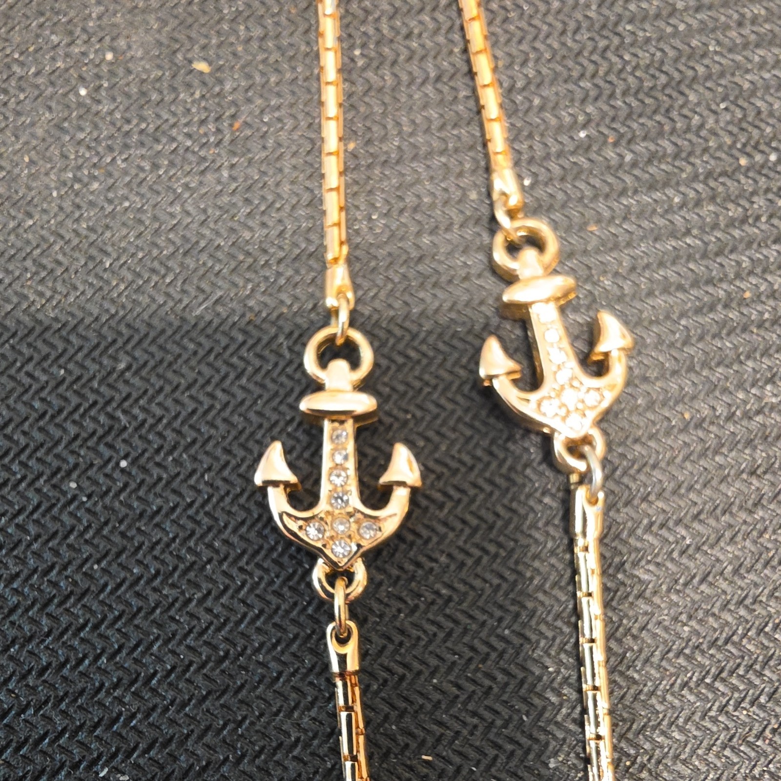 Vtg. 1969 Grosse Germany Signed Anchor Slide Necklace 36″ Gold Plated Dior Era