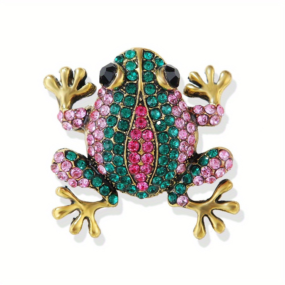 2 Pcs Vintage-style Frog Brooches, Sparkling Rhinestone-zinc Alloy Animal Pins.