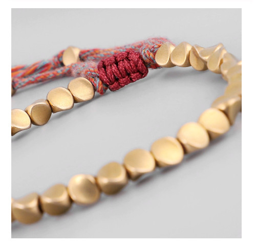 Handmade Tibetan Buddhist Braided Cotton Copper Beads Lucky Rope Bracelets Gift