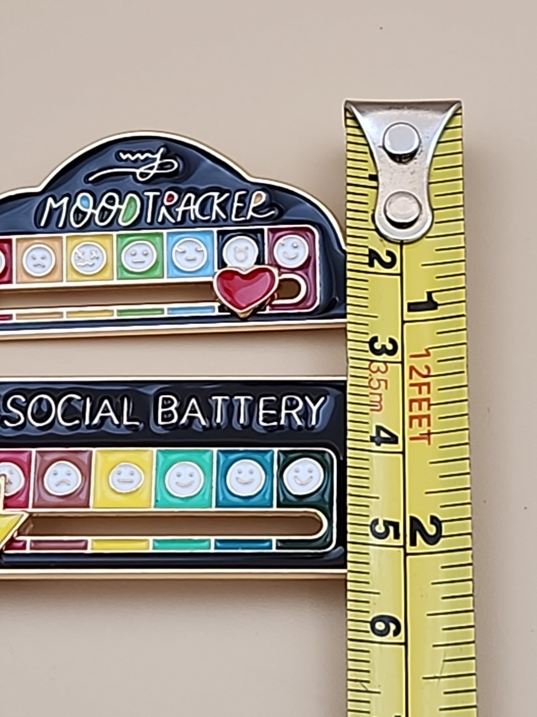 2 pack Interactive My Social Battery Emoji/My Moodtracker Emoji Enamel Pin NEW